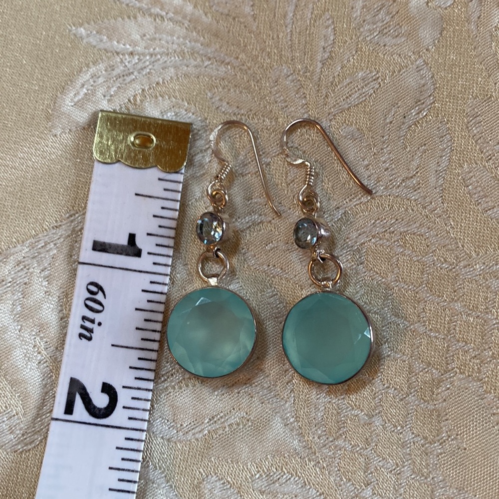 New Aqua chalcedony, blue topaz & sterling silver earrings - Picture 4 of 4